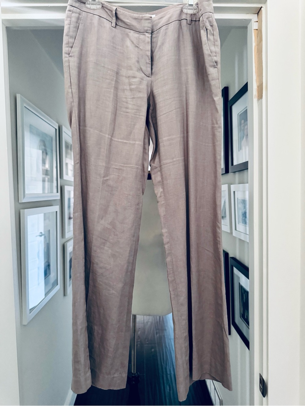 LOFT women Linen Straight-Leg Pants - Taupe